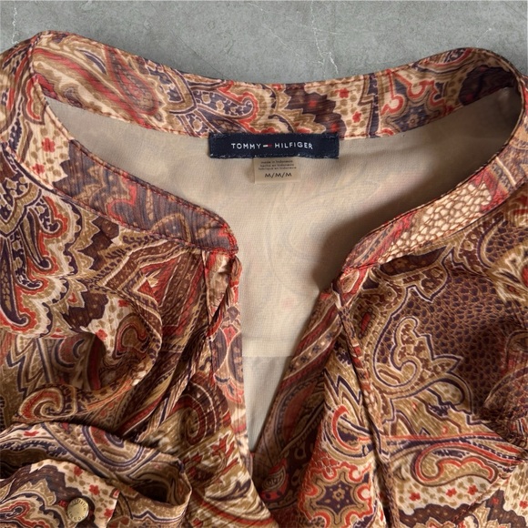 💟Tommy Hilfiger Paisley Ruffle Blouse - Rust and Beige - Picture 8 of 15